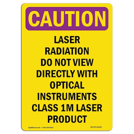 OSHA CAUTION RADIATION Sign, Laser Radiation Do Not View Directly, 5in X 3.5in Decal, 10PK